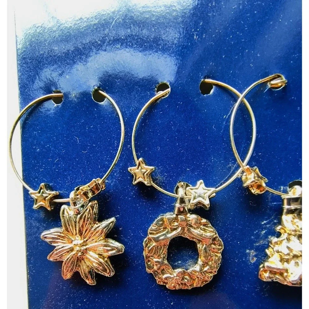 Dansk Holiday Wine Charms Set of 6 Silver Plated Christmas‎ Winter